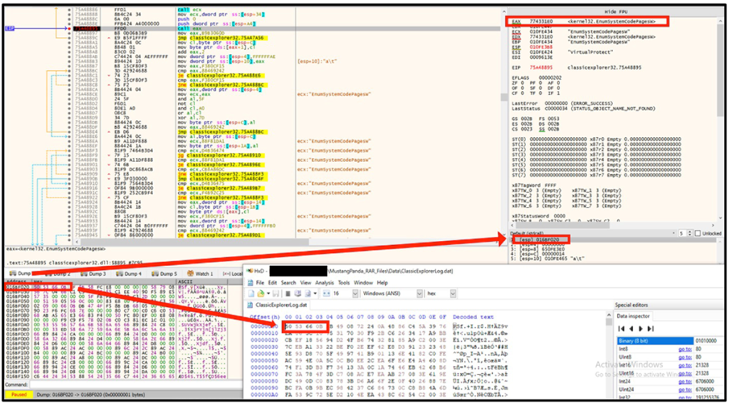 detalle de DLL que usa EnumSystemCodePagesW para cargar y ejecutar shellcode